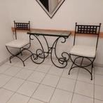 Smeedijzeren tafel, stoelen en bedbank, Huis en Inrichting, Ophalen, Twee, Zwart, Metaal
