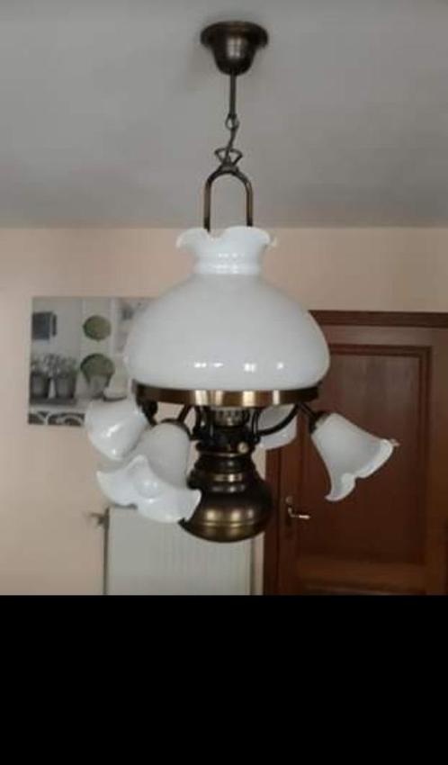 Lustre rustique forme lanterne comme neuf, Maison & Meubles, Lampes | Lustres, Comme neuf, Verre, Métal, Enlèvement