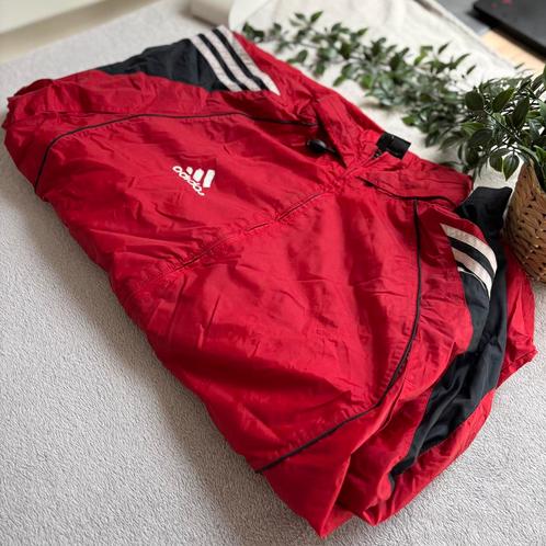 Adidas Vintage Rode Windbreaker Jas Size: XL, Kleding | Heren, Jassen | Zomer, Gedragen, Maat 56/58 (XL), Rood, Ophalen of Verzenden
