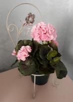 Vintage metalen plantenhouder fig. stoel  witgrijs H: 39,5, Ophalen, Zo goed als nieuw, Metaal, Minder dan 40 cm