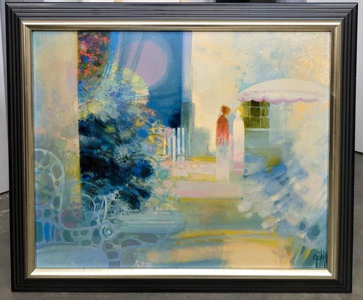 Daniel GÉLIS, dames in gesprek, Antiek en Kunst, Kunst | Schilderijen | Klassiek, Ophalen of Verzenden