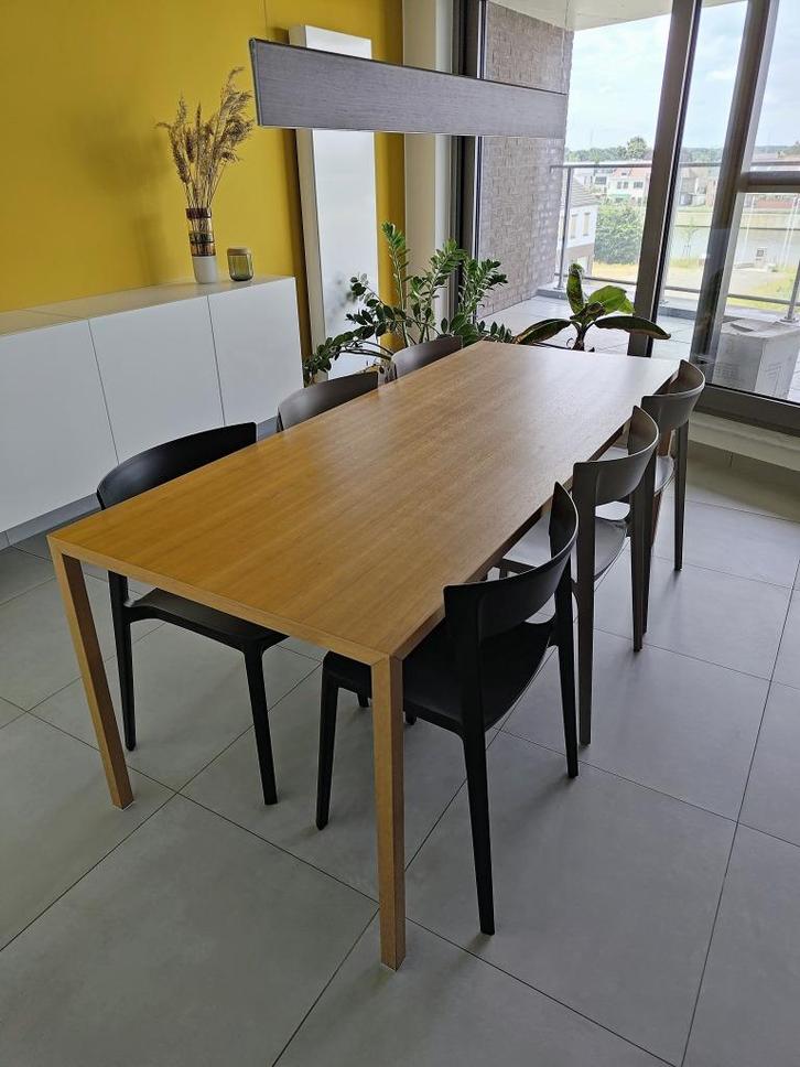Moderne eiken design tafel (80 x 200), Huis en Inrichting, Tafels | Eettafels, Zo goed als nieuw, 50 tot 100 cm, 200 cm of meer