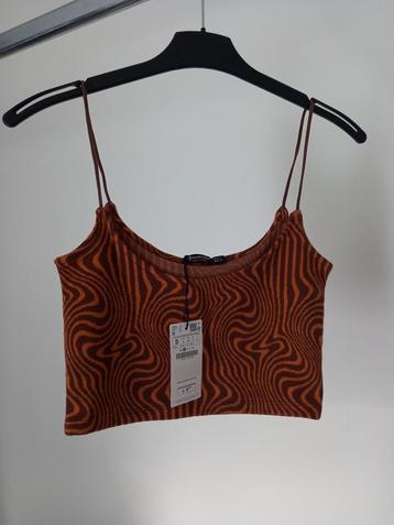 Top court Stradivarius orange et marron, Enlèvement ou Envoi, Taille 36 (S), Stradivarius, Orange