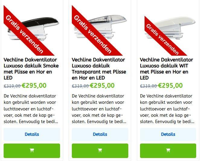 Vechline Dakventilator Luxuoso dakluik 3 kleuren! Actie 295€, Caravans en Kamperen, Kampeeraccessoires, Nieuw, Ophalen of Verzenden