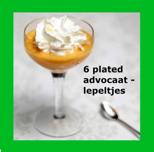 6 Mokka / Advocaat lepeltjes - Cadeaudoos. Verzilverd - N100, Antiek en Kunst, Antiek | Zilver en Goud, Zilver, Ophalen of Verzenden