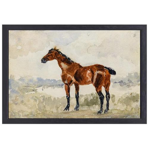 Cheval rouge - Toile Henri de Toulouse-Lautrec + cadre de cu, Antiquités & Art, Art | Peinture | Classique, Envoi