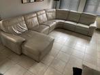 Beige Natuzzi lederen zetel, Huis en Inrichting, Zetels | Complete zithoeken, Ophalen, Gebruikt, Leer, Natuzzi
