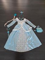 Blauw prinsessenkleed met hoepeljurk mt 104/116 + toebehoren, Kinderen en Baby's, Ophalen, Gebruikt, 110 t/m 116, Meisje