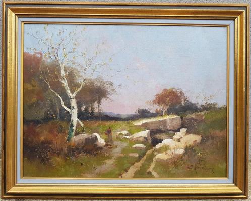GALIEN LALOUE - Groot schilderij - Landschap met rotsen, Antiek en Kunst, Kunst | Schilderijen | Klassiek, Verzenden