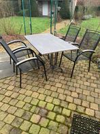 Tuintafel met ijzeren onderstel en 4 stoelen, Ophalen