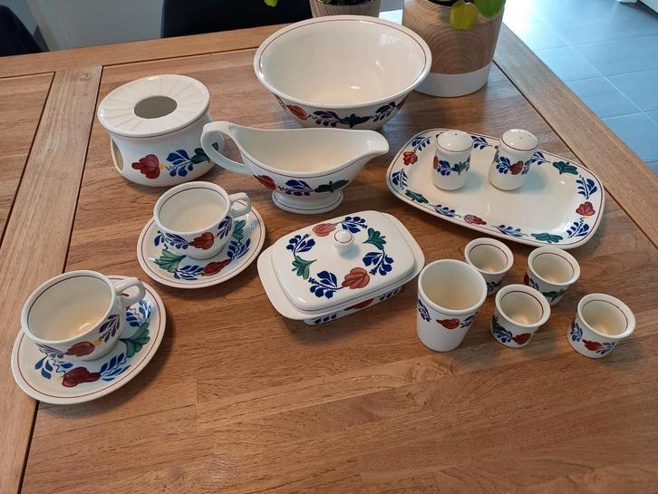 * Boch boerenbont kom schaaltje eierdopjes beker Botervloot, Antiek en Kunst, Antiek | Servies compleet, Ophalen