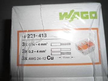 Wago lasklemmen 221 3-voudig 4mm² per 50 stuks (221-413) beschikbaar voor biedingen