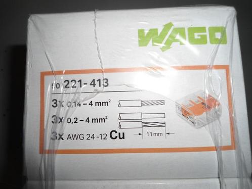 Wago lasklemmen 221 3-voudig 4mm² per 50 stuks (221-413), Doe-het-zelf en Bouw, Elektriciteit en Kabels, Nieuw, Ophalen of Verzenden