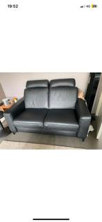 Zwart lederen 2-zit, Ophalen, Zo goed als nieuw