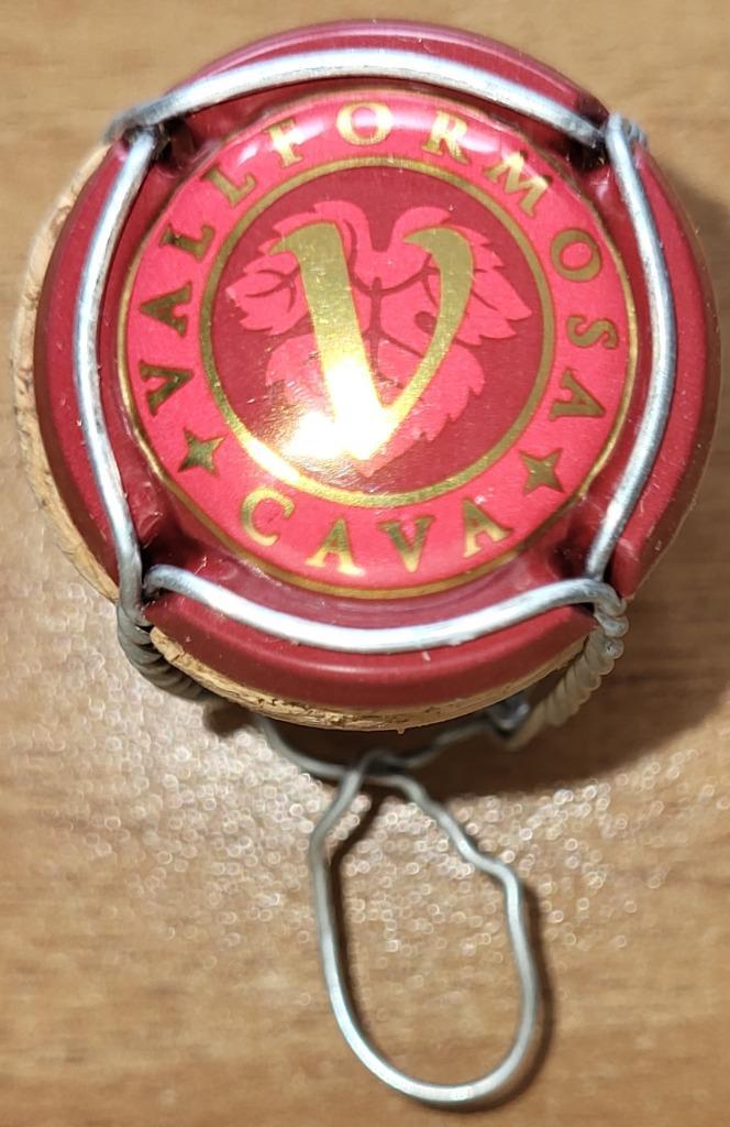 Spaanse cavacapsule & kurk VALLFORMOSA bordeaux&goud nr 1026, Verzamelen, Wijnen, Nieuw, Witte wijn, Spanje, Ophalen of Verzenden