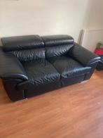 Zwart leder 2 zit zetel te koop in nette staat ., Huis en Inrichting, Zetels | Zetels, Ophalen, Zo goed als nieuw
