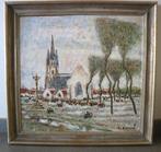 Alfons BLOMME, geanimeerd Bretoens landschap met kerk, Ophalen of Verzenden