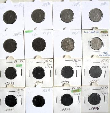 Valuta rest van de collectie 16 munten 1 fr zonder duplicate beschikbaar voor biedingen