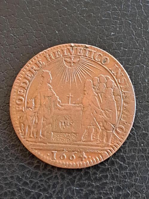 1664 Zwitserland jeton Graubünden Lodewijk XIV, Postzegels en Munten, Munten | Europa | Niet-Euromunten, Losse munt, Overige landen