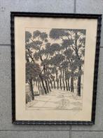 Getekende pentekening in epoque kader, Huis en Inrichting, Ophalen of Verzenden