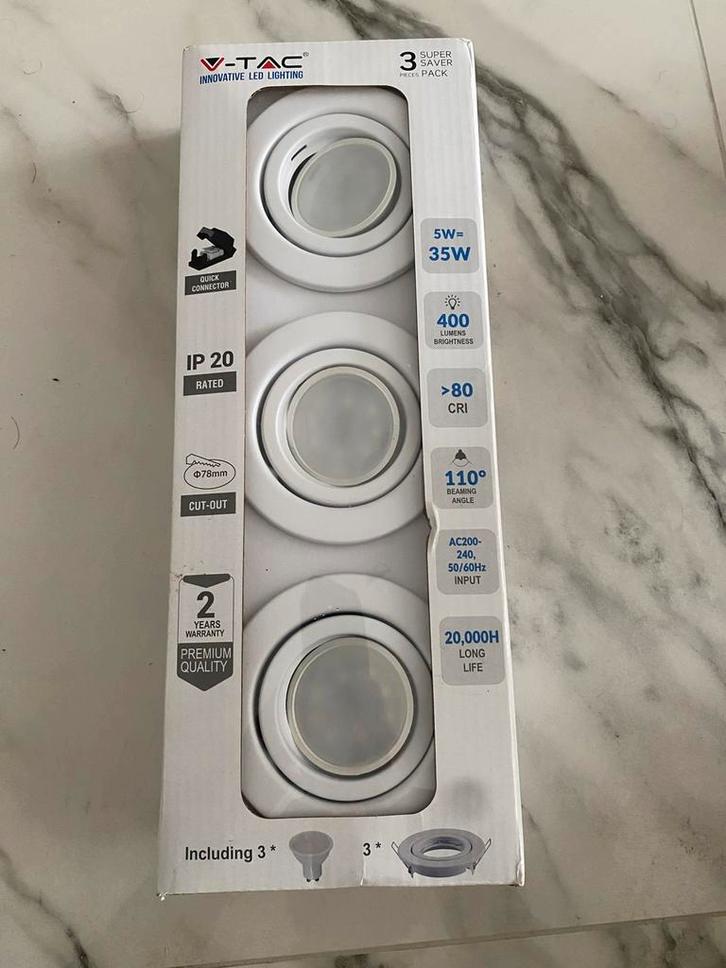 15x V-TAC LED Inbouwspots (Set van 5 Pakken), Huis en Inrichting, Lampen | Spots, Nieuw, Halogeen, Ophalen