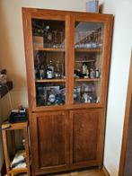 Prachtige vitrinekast in massief teak, Ophalen, 100 tot 150 cm, 200 cm of meer, Glas