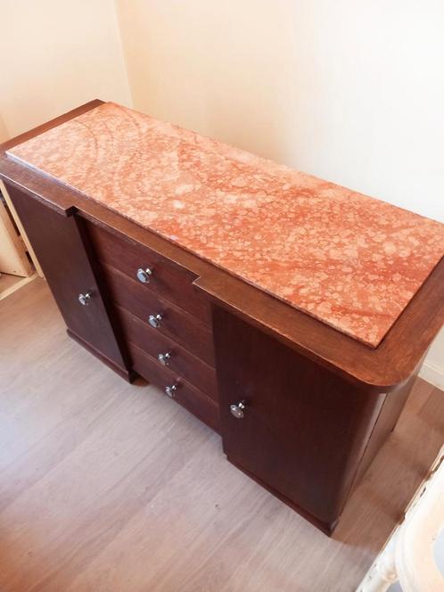 Authentiek Art Déco Dressoir met Salmon-marmer, Antiek en Kunst, Antiek | Meubels | Kasten, Ophalen