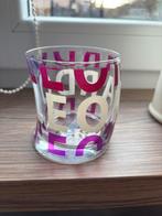 6 glazen Leonardo paarse en witte belettering, Ophalen, Zo goed als nieuw