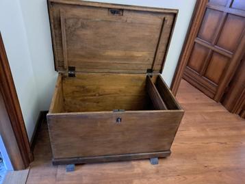 antieke houten kist L98/D56/H56 beschikbaar voor biedingen