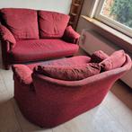 Paar Rolf Benz 2-zits fauteuils/banken van rood fluweel, Ophalen, Zo goed als nieuw