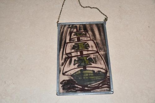 Beschilderd glas uit 1975, Antiek en Kunst, Kunst | Tekeningen en Fotografie, Ophalen of Verzenden