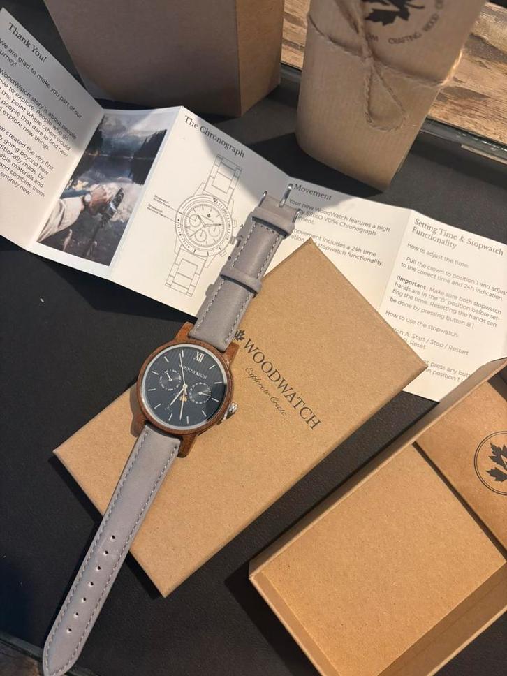 Horloge *nieuw* WOODWATCH Typhoon Grey, Bijoux, Sacs & Beauté, Montres | Hommes, Neuf, Montre-bracelet, Enlèvement ou Envoi