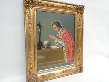 "Sint lodewijk" schilderij olie/doek met borduurwerk beschikbaar voor biedingen
