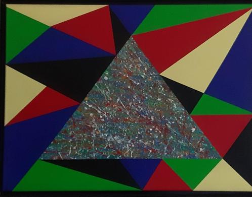 Schilderij: "TRIANGLES". 80/60 cm., Antiek en Kunst, Kunst | Schilderijen | Modern, Ophalen