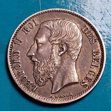 België 50 centimes zilver Leopold II 1886 FR  beschikbaar voor biedingen