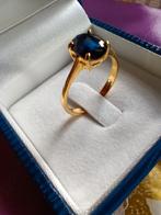 Nieuwe ring voor dames, 18 karaats goud en Thaise saffier., Handtassen en Accessoires, Ringen, Blauw, Nieuw, Ophalen of Verzenden