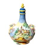 Handbeschilderde Italiaanse majolica fles met draken, Antiek en Kunst, Antiek | Keramiek en Aardewerk, Ophalen of Verzenden