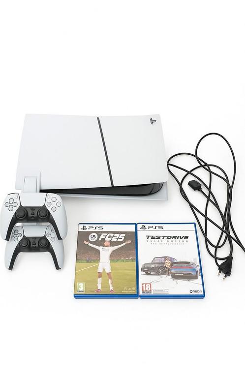 PS5 SLIM + 2 MANETTES + 2 JEUX + STATION DE CHARGE, Games en Spelcomputers, Spelcomputers | Sony PlayStation 5, Zo goed als nieuw