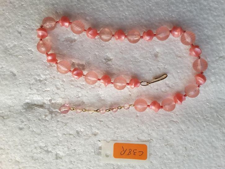 roze fantasieketting 38 cm 2 kralenpatronen C38R, Handtassen en Accessoires, Kettingen, Nieuw, Kunststof, Roze, Ophalen of Verzenden