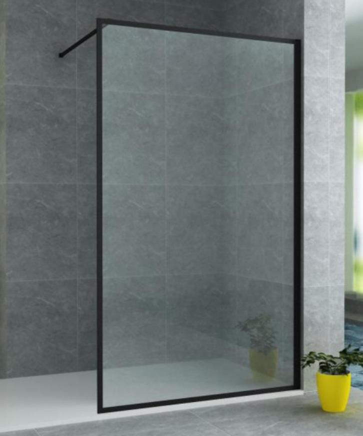 Aloni Inloopdouchewand Mat Zwart Profiel/Rand 140x200cm 8mm, Doe-het-zelf en Bouw, Sanitair, Nieuw, Douche, Glas, Ophalen of Verzenden