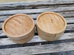2 Aziatische dim sum stoommandjes in bamboe 15 cm, Huis en Inrichting, Keuken | Potten en Pannen, Ophalen of Verzenden, Zo goed als nieuw