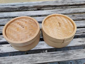 2 Aziatische dim sum stoommandjes in bamboe 15 cm beschikbaar voor biedingen