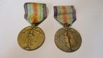 Twee overwinningsmedailles uit de Eerste Wereldoorlog, Ophalen of Verzenden, Landmacht, Lintje, Medaille of Wings