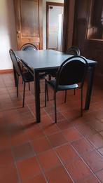 Stevige keukentafel (150x90) metalen onderstel + 4 stoelen, Ophalen, Metaal, Vier personen, Rechthoekig