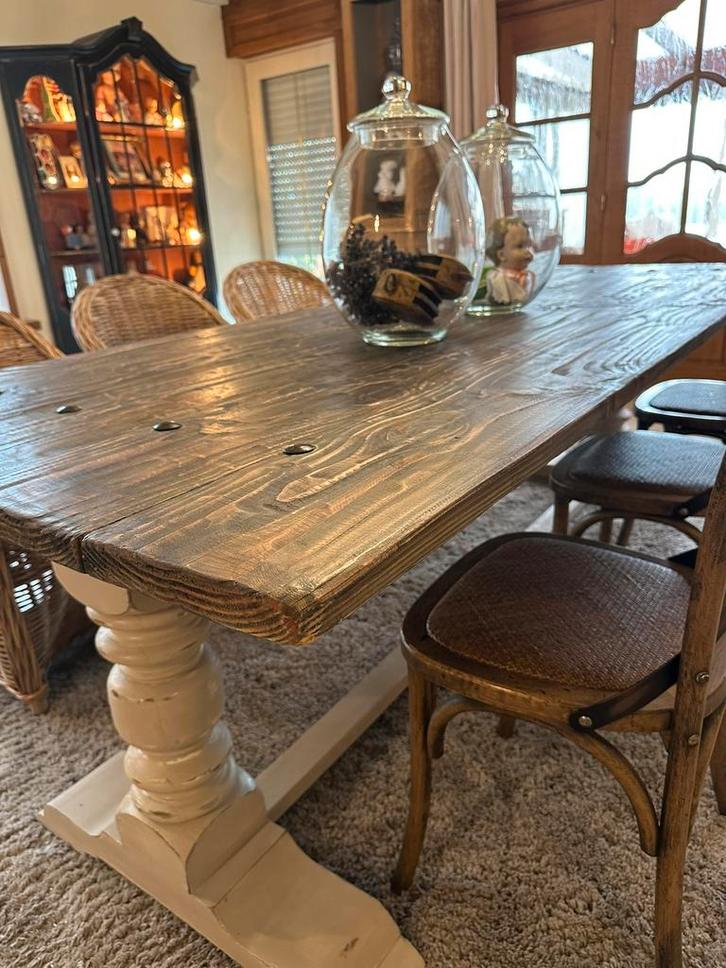 Landelijke eettafel, Huis en Inrichting, Tafels | Eettafels, Zo goed als nieuw, 50 tot 100 cm, 200 cm of meer, Vijf personen of meer