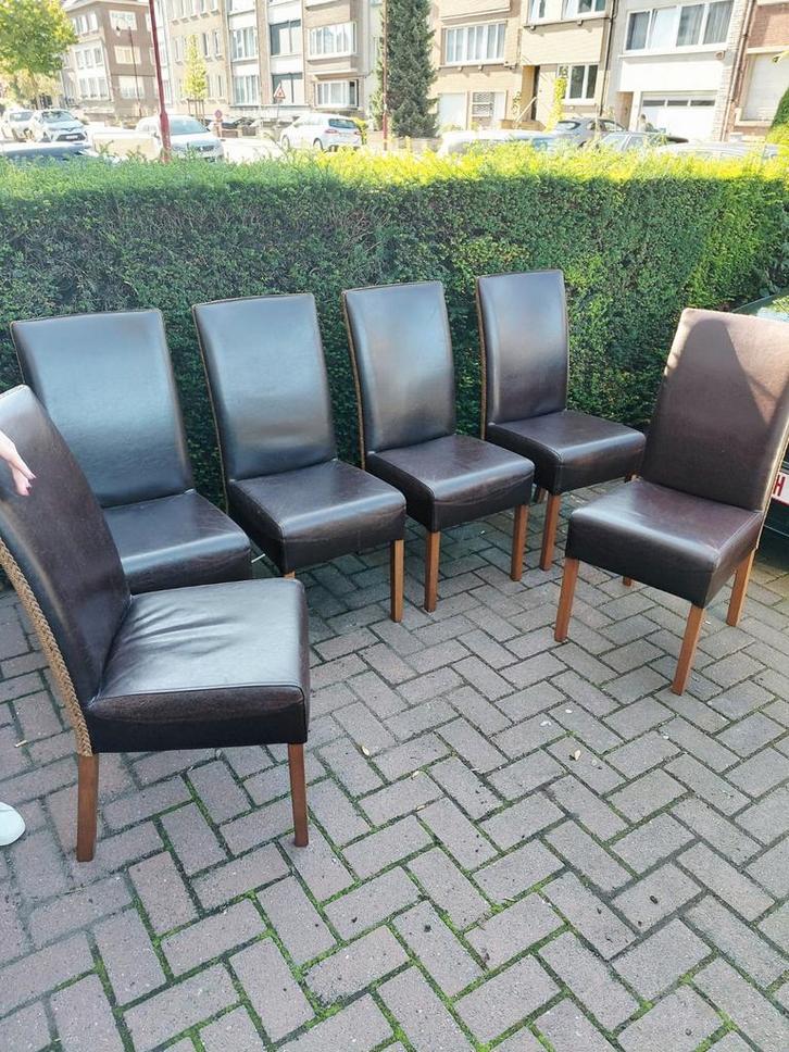 6 chaises Loom en cuir et osier., Huis en Inrichting, Stoelen, Gebruikt, Eén, Leer, Ophalen