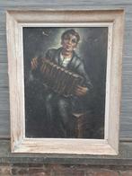 huile sur toile joeur d accordeon signe vassal, Antiek en Kunst, Ophalen of Verzenden