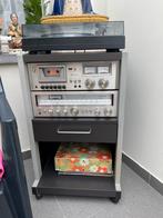 Vintage stereo deck Sanyo + platenspeler + speakers + kastje, Audio, Tv en Foto, Stereoketens, Ophalen, Zo goed als nieuw, Speakers