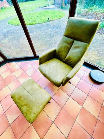 [NIEUWPRIJS €400] Relaxfauteuil Olijfgroen Kunstleer beschikbaar voor biedingen