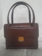 Donkerbruine handtas struisvogelleer, Handtassen en Accessoires, Tassen | Damestassen, Ophalen, Zo goed als nieuw, Bruin, Handtas
